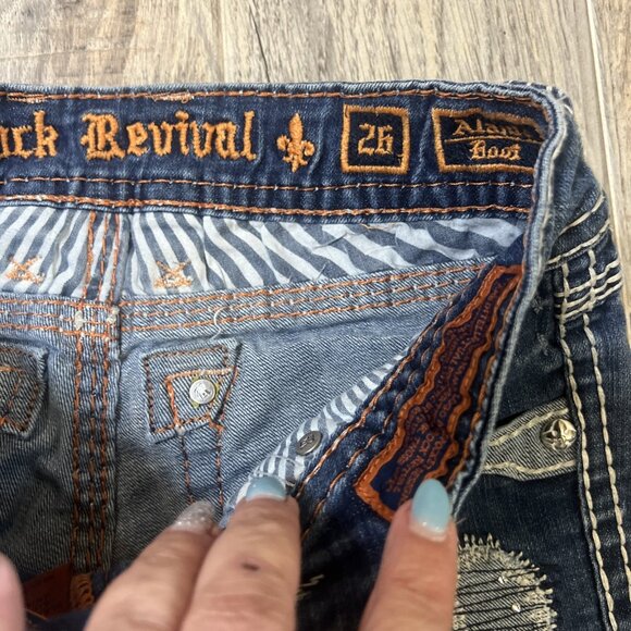 Rock Revival Jeans Womens 26 Alanis Bootcut Stonewash Rhinestone Embellished - Picture 8 of 13